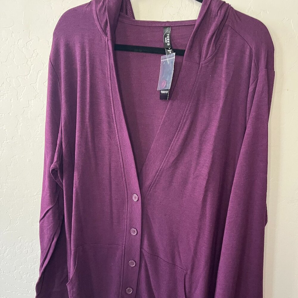 Torrid Lightweight French Terry Hooded Lounge Cardigan Size 2 aka Size 18-20 NWT